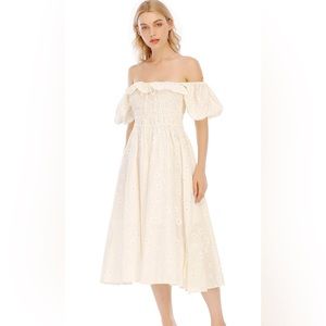 R.Vivimos Summer Floral Print Puff Sleeve Vintage Midi Dress